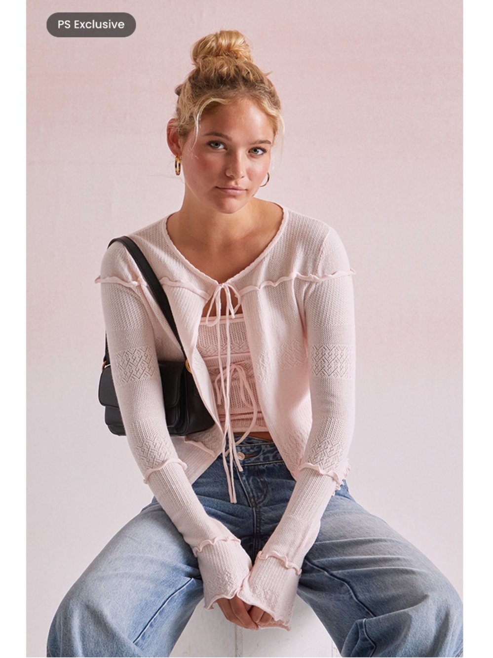 Beverly and Beck Josie Ruffle Cardigan in Light Pink